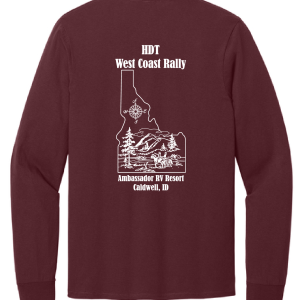 Shirts – Long Sleeve<br>(Example color only)<br>2026 color is maroon with white lettering/designs